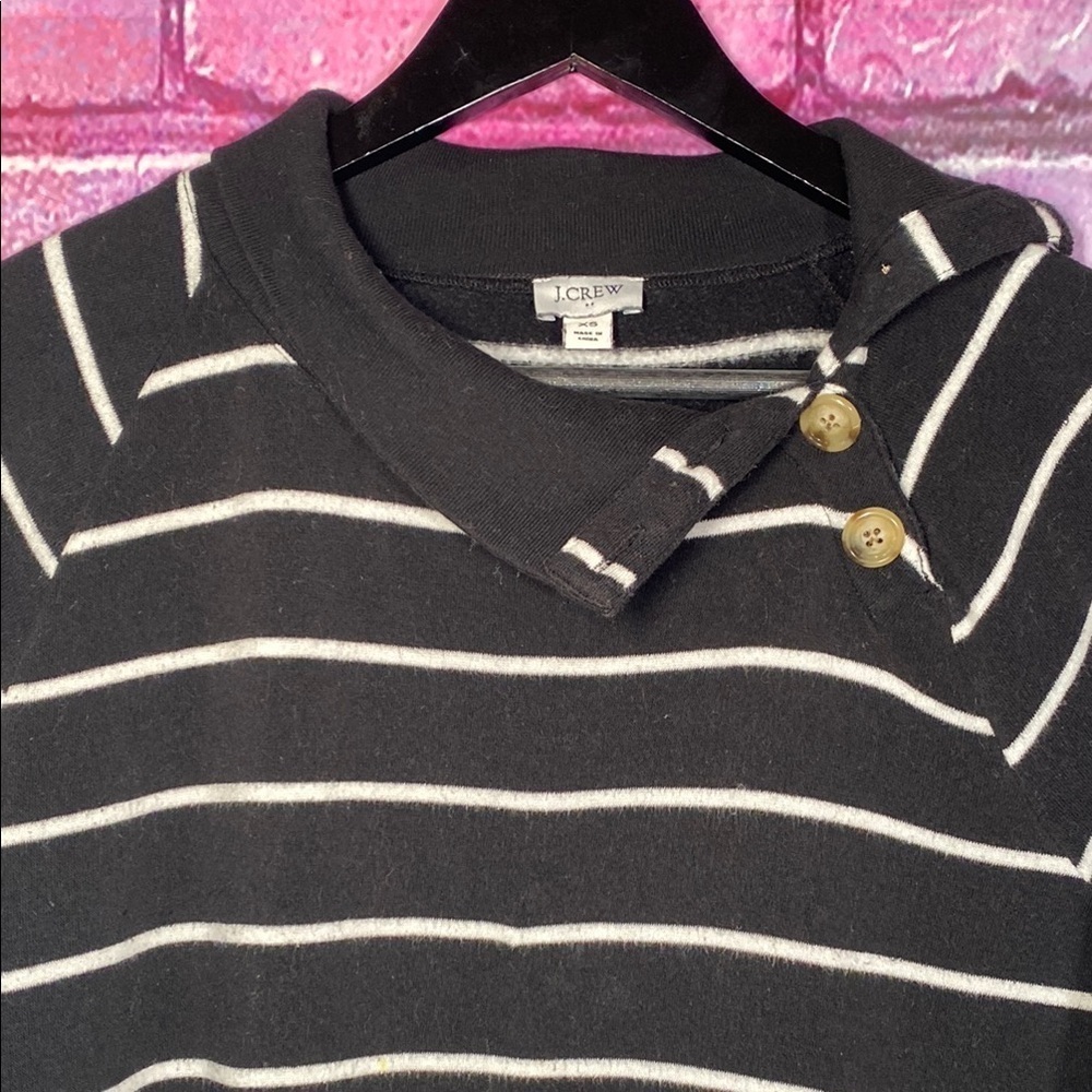 J.Crew Women's Long Sleeve Shirt XS Casual Collard Button Up Black White Stripes - Picture 3 of 6